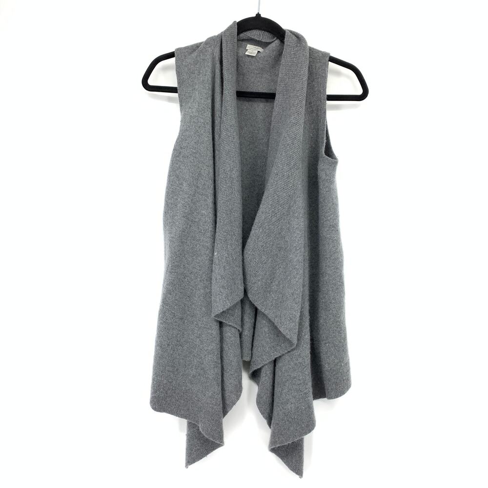 Halogen Cashmere Blend Waterfall Draped Front Cardigan Sweater Vest Sz XS Gray